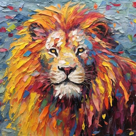 Premium AI Image | Colorful lion painting