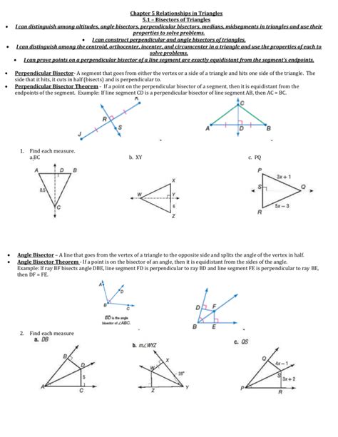 Angle Bisector Theorem Worksheet – E Street Light