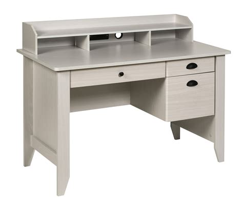 OneSpace Executive Desk with Hutch, USB and Charger Hub, Wood Grain White Oak - Walmart.com