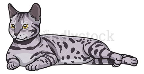 Bengal Cat Lying Down Cartoon Clipart Vector - FriendlyStock