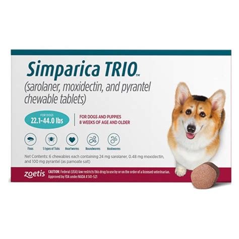 Simparica Trio Flea Tick Heartworm SINGLE 44.1-88 lbs - www ...