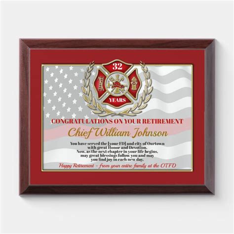 Firefighter Retirement Award Plaque | Zazzle.ca