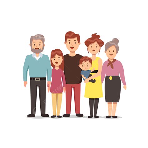 Three Generations Vector PNG Images, Big Family With Three Generation, Father, Mother, Daughter ...