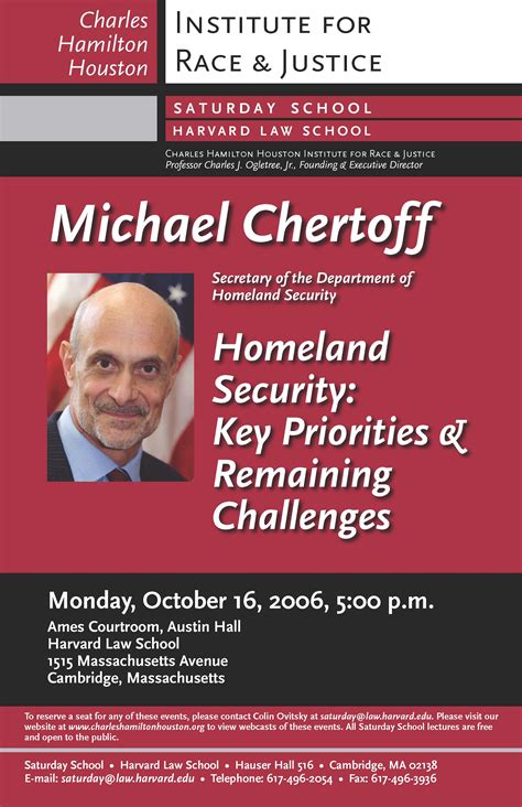 Michael Chertoff: "Homeland Security: Key Priorities and Remaining ...