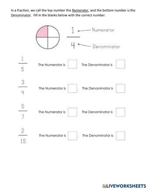 Numerator and Denominator worksheet | Live Worksheets - Worksheets Library