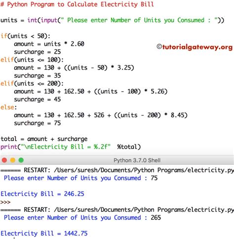 Electricity Bill Calculator In Python Write A Program To Calculate ...