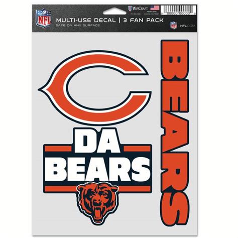 NFL Chicago Bears 3-Pack Fan Pack Decals - 07775319 | Blain's Farm & Fleet