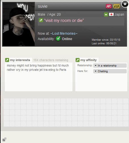 imvu chat rooms are pretty dead so i thought i'd come on here to look for new friends. i'm very ...