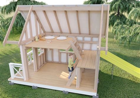 Playhouse Plans Two Story Playhouse With a Slide Attick - Etsy in 2023 | Doll house plans, Two ...