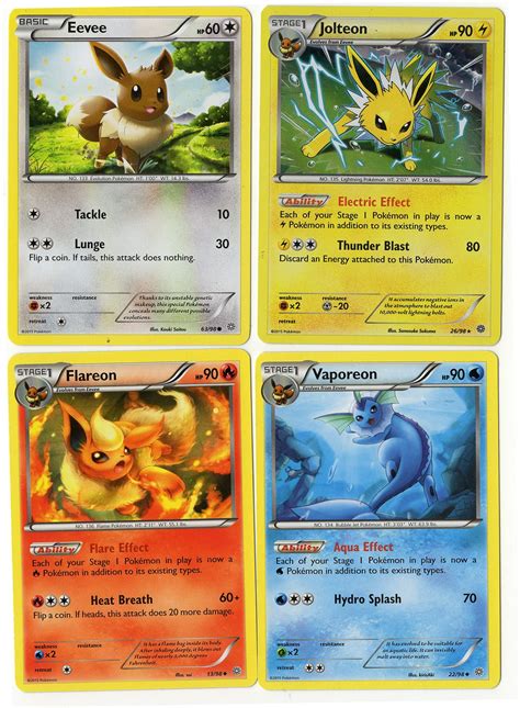 Buy Eevee - Eeveelution Evolution Card Set - Jolteon Flareon Vaporeon ...