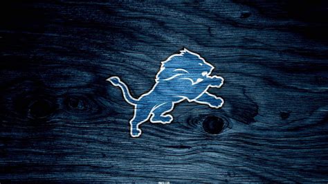 Download Detroit Lions Blue Wooden Logo Wallpaper | Wallpapers.com