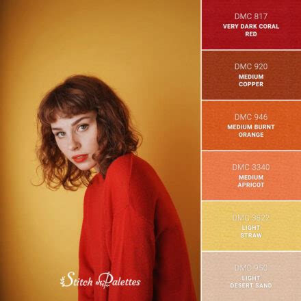 Energetic Red - Embroidery Color Palette (With Thread Codes)