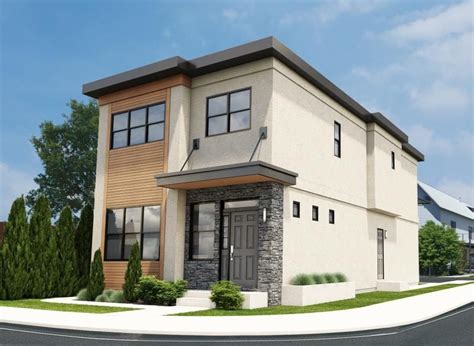 Plan No 195361 Narrow Lot Contemporary Duplex House | Narrow lot house plans, Duplex house plans ...