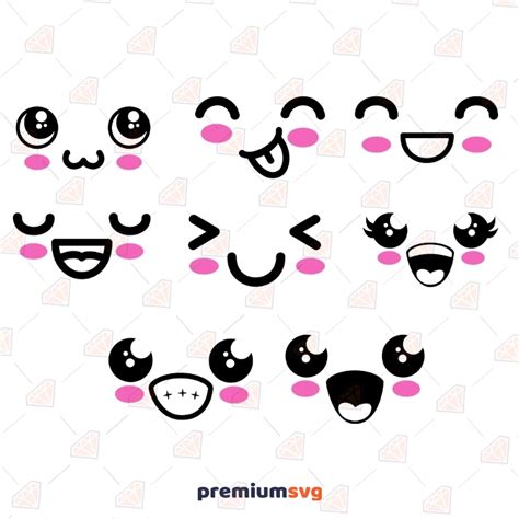 Cute Kawaii Faces SVG Cut File, Cute Faces Instant Download | PremiumSVG