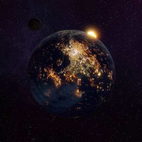 Earth From Space At Night Wallpaper