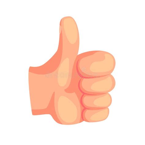 Thumb Up Hand Gesture, Success Sign Cartoon Vector Illustration Stock ...