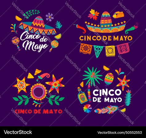 Cinco de mayo mexican holiday colorful banners Vector Image