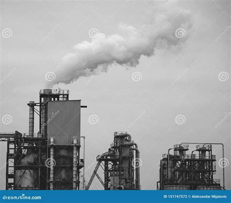 Smokestack in Factory in Black and White Stock Photo - Image of black ...