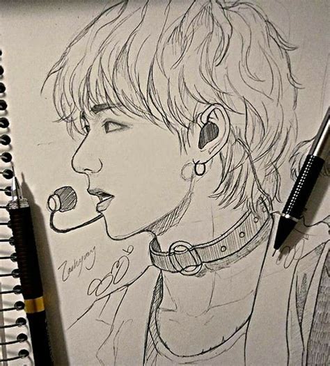 Pin by Ari Palacio on •DIBUJOS• | Bts drawings, Kpop drawings, Taehyung ...