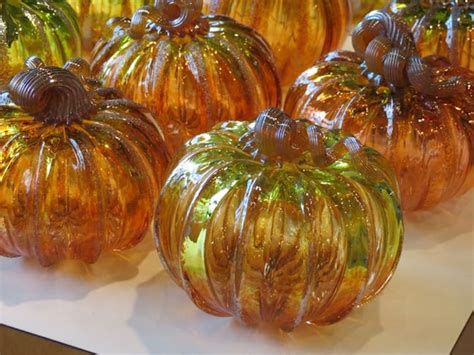 Wholesale Glass Pumpkins One Dozen Amber and Green 4.5