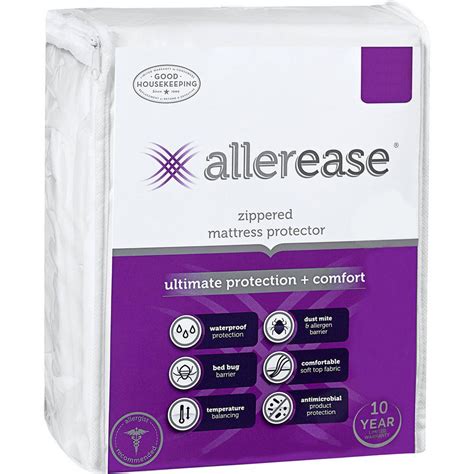 AllerEase Polyester Vinyl Free Queen Ultimate Protection and Comfort Waterproof Bed Bug ...