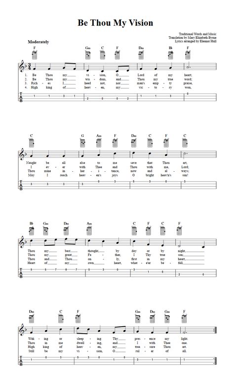 Be Thou My Vision: Chords, Sheet Music and Tab for Ukulele with Lyrics