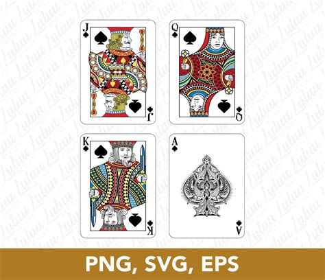 Poker Spades Jack, Queen, King and Ace SVG, PNG and EPS, Clipart Set ...