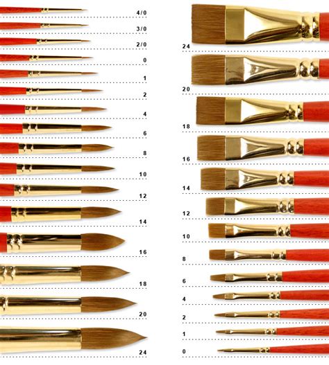 Acrylic Brush Size Chart