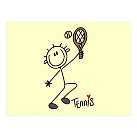 Basic Stick Figure Tennis Tshirts and Gifts Postcard | Zazzle