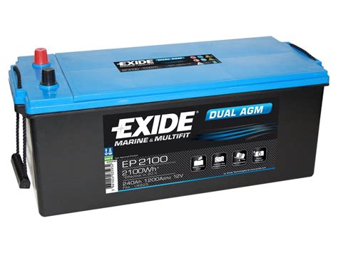 Battery 12V 240Ah EXIDE DUAL AGM EP2100 | SPECIAL BATTERIES \ Exide Marine & Multifit Dual AGM ...