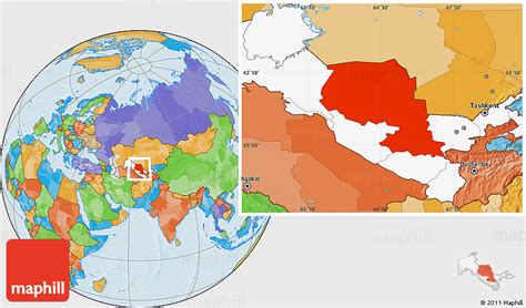 Political Location Map of Samarkand, highlighted country