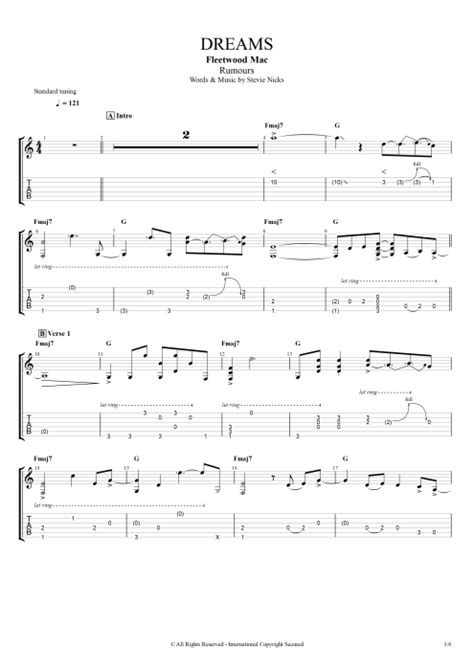 Dreams Tab by Fleetwood Mac (Guitar Pro) - Full Score | mySongBook