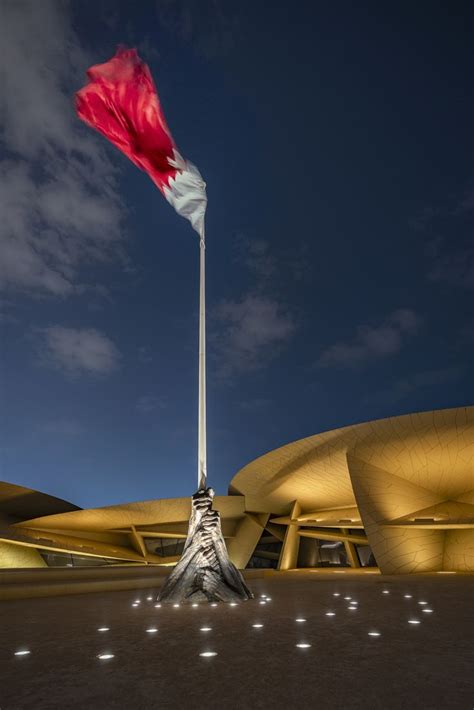 Illuminated flagpole of the National Museum of Qatar | Light architecture, Landscape lighting ...