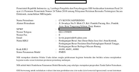 Jasa Urus NIB: PERIZINAN PERUSAHAAN MELALUI SISTEM OSS