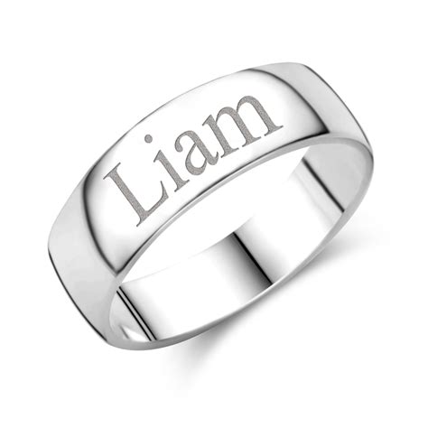 Silver engraved ring rounded 6mm