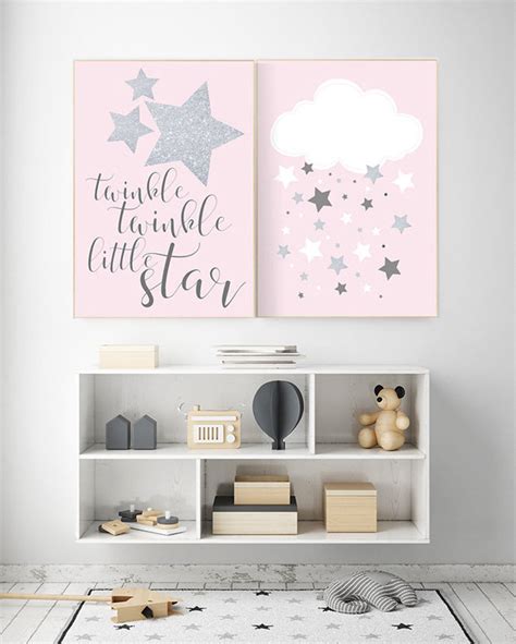 Twinkle Twinkle Little Star Nursery Pink Gray Nursery Decor - Etsy