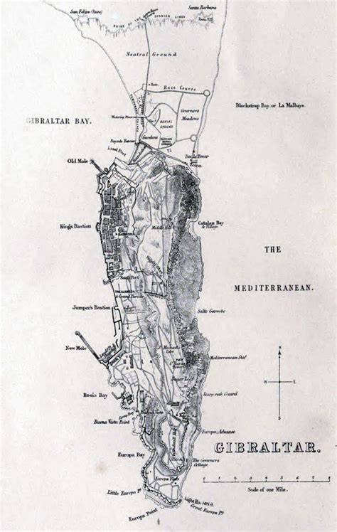 Large detailed old map of Gibraltar with relief - 1873 | Gibraltar | Europe | Mapsland | Maps of ...