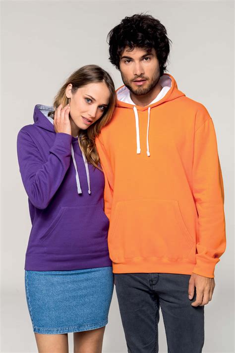 Men's contrast hooded džemperis ar kontrastkrāsas kapuci