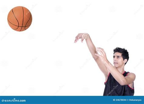 De Speler Die Van Het Basketbal De Bal Werpt Stock Foto - Image of bouw ...