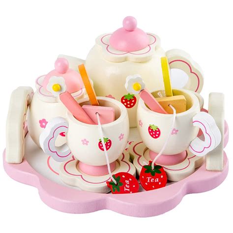 Kids Girls Simulate Wooden Pink Tea Set Play House Educational Toy - Walmart.com - Walmart.com