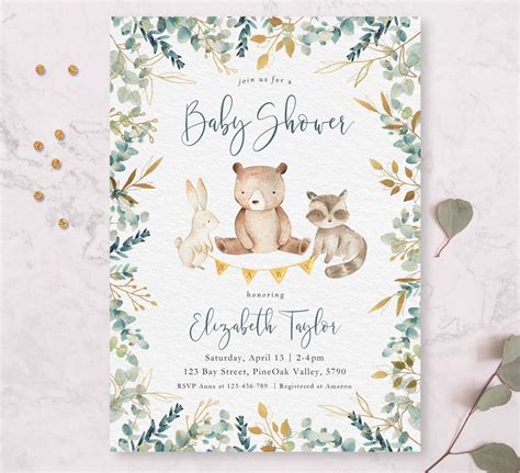 Woodland Baby Shower Invitation Woodlands Animal baby Shower | Etsy ...