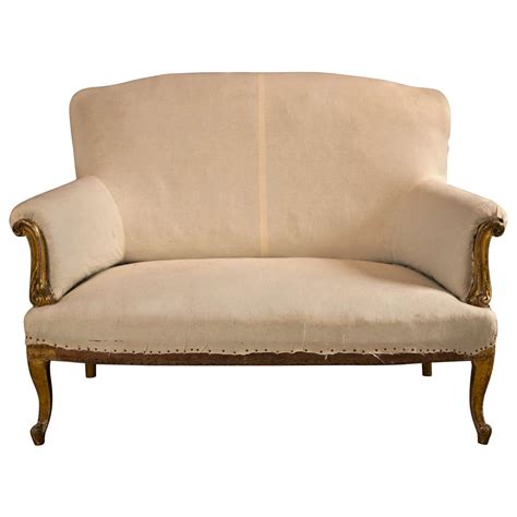 French Carved Giltwood Sofa with Scroll Arms and Cabriole Legs at 1stdibs