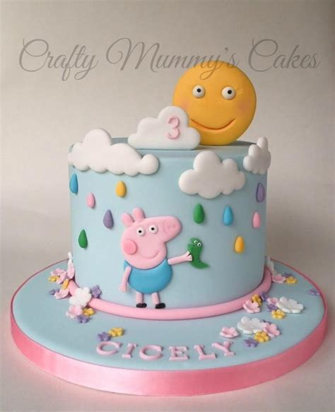 George Pig & his Dinosaur | Peppa pig birthday cake, Pig birthday cakes ...