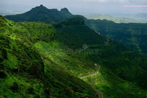 Lush green mountains stock photo. Image of purandar - 223633054