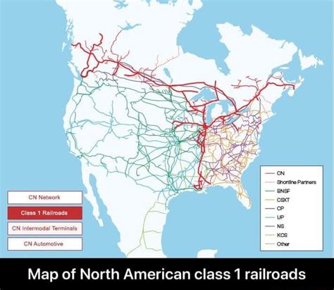 Map of N American class1 railroads - Map of North American class 1 railroads - )