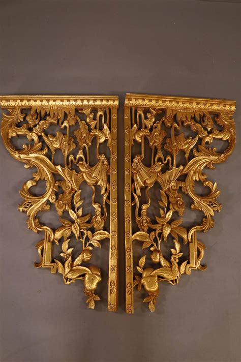 Pair Of Large Gilt Wood Wall Brackets Auction