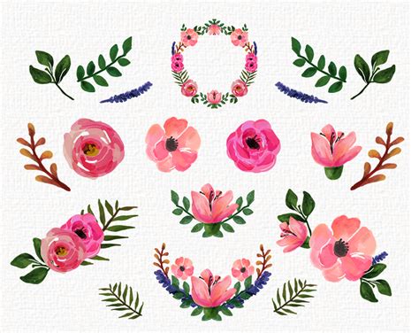 Freebies watercolor floral clip art collection roses and - Clipartix