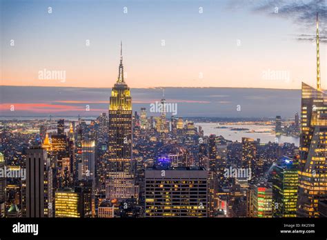 New York City Skyline at sunset Stock Photo - Alamy