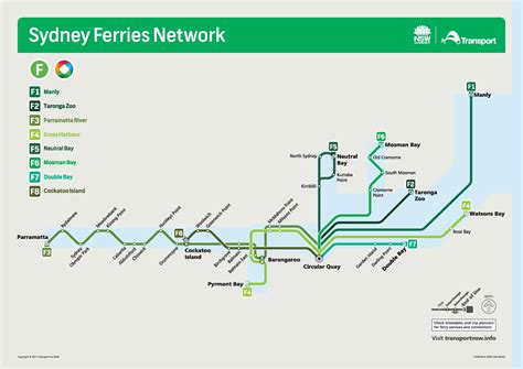 Sydney ferry map - Sydney ferries network map (Australia)