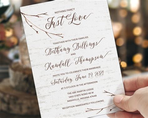 Nothing Fancy Just Love Rustic Wedding Invitation Set with | Etsy